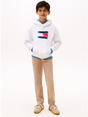 Tommy Hilfiger Baskılı Erkek Çocuk Beyaz Sweatshırt KB0KB10112YBR