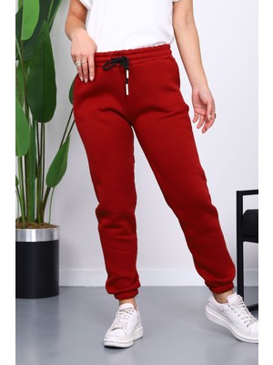 İmaj Butik Bordo Üç İplik Şardonlu Eşofman Altı