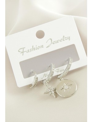 Fantastik Store 3 Adet Yıldız Zirkon Taşlı Küpe