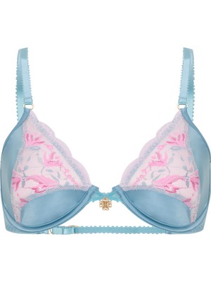 Feu De Elu Blume Turkuaz Saten Dantel Dekolteli Balconette