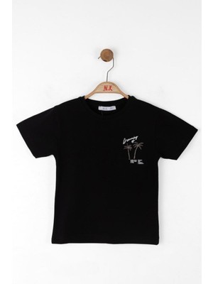 Nk Kids Erkek Çocuk 4-8 Yaş Sırt Baskılı Kısa Kol T-Shirt 48500 Siyah