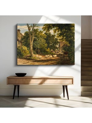 John Constable Kırsal Köy Koyun Sürüsü Kanvas Tablo Duvar Tablosu Dekoratif Ressam Tablosu
