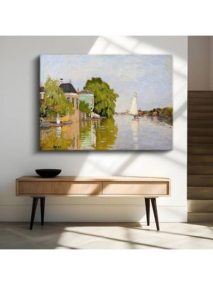 Claude Monet Zaandam Kanalı Su Manzarası Kanvas Tablo Duvar Tablosu Dekoratif Ressam Tablosu