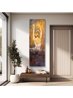 Sırtı Dönük Dans Eden Balerin Dans Müzik Dekor Dikey Panaromik Hd Dijital Baskı Kanvas Tablo