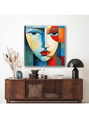 Geometik Model Yüzü Modern Kare Hd Baskı Kanvas Tablo