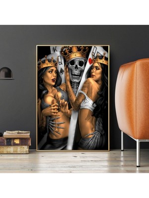 Iskelet Kral Poker Kart Hd Baskı Kanvas Tablo Hd Dijital Baskı Dikey Kanvas Tablo 4632