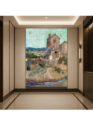GülsenArt Vincent Van Gogh Eski Değirmen Tarihi Yapı Kanvas Tablo Duvar Tablosu Dekoratif Ressam Tablosu