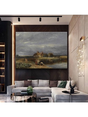 David Cox Kır Evi Peyzaj Resmi Kanvas Tablo Duvar Tablosu Dekoratif Ressam Tablosu