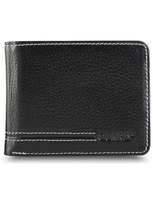 Guard Dikiş Detaylı Siyah Deri Erkek Cüzdanı