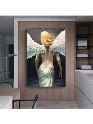 Dekoratif Angel Wıth Wıngs Hd Dijital Baskı Dikey Kanvas Tablo Oturma Odası Dekoru