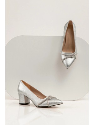 Gri Taşlı Topuklu Ayakkabı/kadın Kalın Kısa Topuklu Ayakkabı/şık Kırçıllı Taşlı Topuklu Ayakkabı