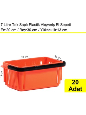 Akdenizpos Plastik Kozmetik Alışveriş El Sepeti 7 Litre Turuncu 20 Adet