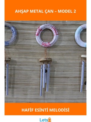 Letsii Ahşap Metal Çan Estetik Rüzgar Çanı Dekoratif Aksesuar