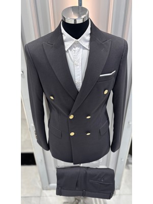 Sabri Zengin Erkek Kruvaze Slim Fit Takım Elbise