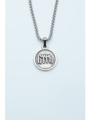 IDR Göktürkçe Türk Madalyon Gümüş Kaplama Örme Zincir Kolye