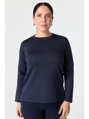 Accort Büyük Beden Kendinden Desenli Triko Kazak-Lacı