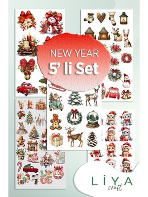 Liyacraft 5'li New Year Favori En Set Renk Renk Temalı Sticker Planner Ajanda Bullet Journal Için Uygun Set