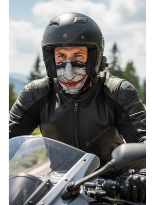 Bear & Pear Joker Desenli Buff - Yüz Maskesi / Boyunluk / Bandana Çok Amaçlı Unisex