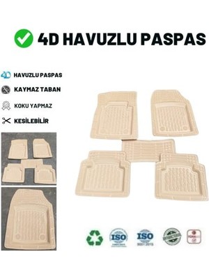 Otorin Volkswagen Passat B6 Sedan 2008 Uyumlu 4d Havuzlu Üniversal Yeni Nesil Paspas Bej Renk Gold Seri