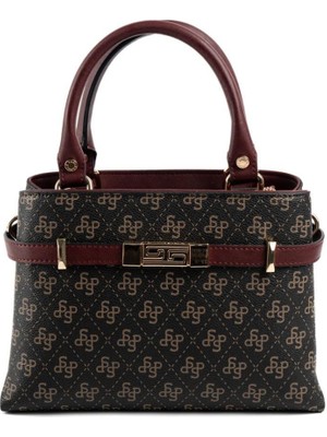 Silver & Polo Kahve Sarı - Bordo SP1149 El Çantası