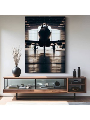 Askeri Savaş Uçağı Hangar Manzarası Kanvas Tablo Modern Havacılık Sanatı Tablo