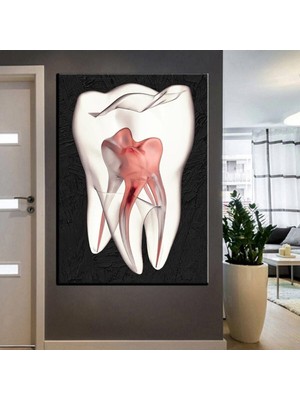 Hd Dijital Baskı Yatay Kanvas Tablo Ağız ve Diş Sağlığı Polikliniği Tabloları Dekoratif Dişçi