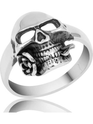 Gumush Hk Gümüş Erkek Yüzük Kuru Kafa |Gümüş Takı Hediyelik Ürünler