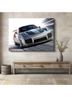 GülsenArt Porsche 911 Gt2 Rs Pist Kanvas Tablo Stuttgart Yarış Performansı Tablo