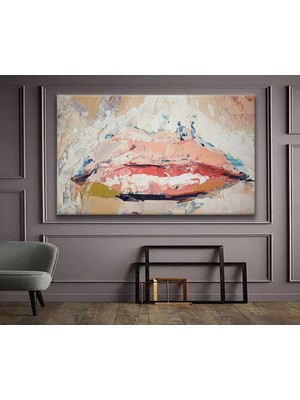 Dekoratif Tasarım Pastel Renk Dudaklar Hd Baskı Kanvas Tablo Hd Dijital Baskı Yatay Kanvas Tablo 532