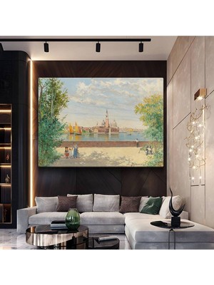 Antonietta Brandeis Venedik Kanal Manzarası Kanvas Tablo Duvar Tablosu Dekoratif Ressam Tablosu