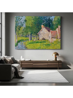 GülsenArt Camille Pissarro Kır Evi Kırsal Manzarası Kanvas Tablo Duvar Tablosu Dekoratif Ressam Tablosu
