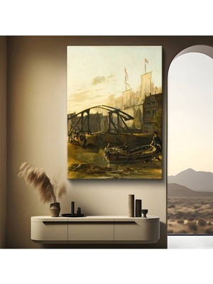 GülsenArt Anonim Liman Köprüsü Deniz Manzarası Kanvas Tablo Duvar Tablosu Dekoratif Ressam Tablosu