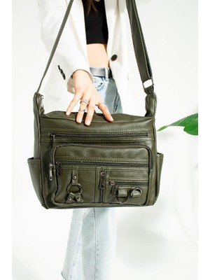 Baginn Y.s.deri Kadın Postacı Çanta Çok Cepli 30*20 cm Vegan Deri Bayan Çapraz Askılı Omuz Çantası