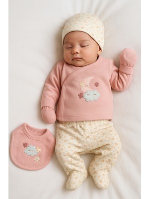 Giza Kids %100 Pamuk Kız Bebek Yenidoğan 5 Parça Hastane Çıkış Seti