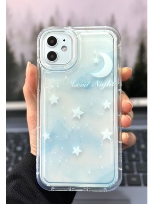 Go Aksesuar Iphone 11 Uyumlu Mavi Goodnight  Dream ( 12 Görünümlü Köşeli ) Kamera Korumalı Kılıf