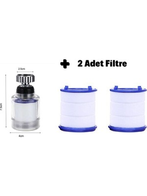 YMV 360° Hareketli Filtreli Mutfak Musluk Başlığı + 2 Adet Yedek Filtre Kolay Montaj ve Etkili Filtrasyon