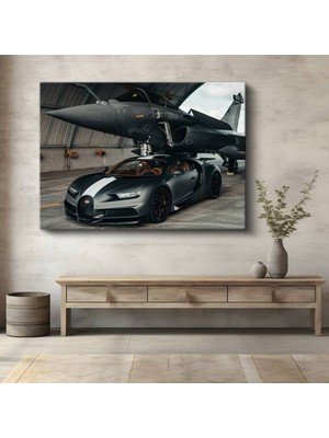 Bugatti Chiron Sport Savaş Kanvas Tablo Uçağı Mat Gri Hipercar Tablo