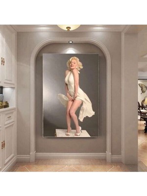 Dekoratif Marılyn Monroe Hd Dijital Baskı Dikey Kanvas Tablo Işyeri Ofis Dekoru