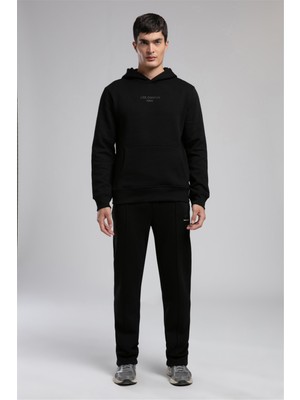 Lee Cooper Videl Erkek Kapüşonlu Sweatshirt Siyah