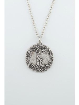 IDR Anne Çocuk - Hayat Ağacı Gümüş Kaplama Düz Zincir Kolye