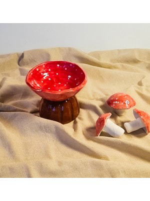 Senseoftouch Mantar Kase Sunum Tabak  Kase el yapımı seramik