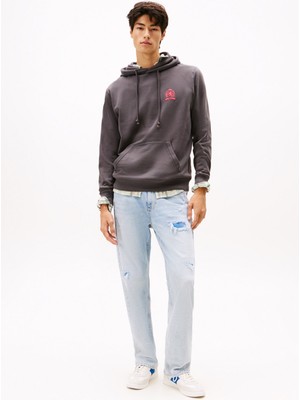 Tommy Jeans Kapüşon Yaka Siyah Erkek Sweatshırt DM0DM22085BDS Tjm Reg Washed Crest