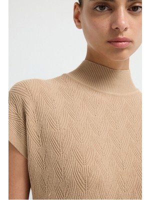 Adl Düşük Kol Triko Bluz Bej 11544351001