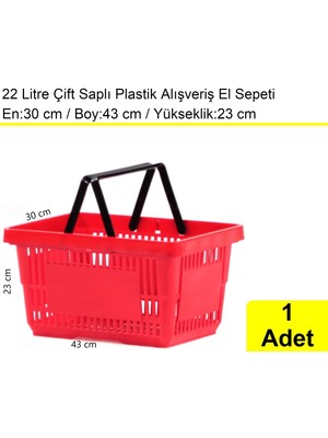 Akdenizpos Plastik Market Alışveriş El Sepeti 22 Litre Kırmızı 1 Adet