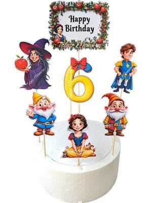 Telaşe Memuru Pamuk Prenses Doğum Günü Konsepti ve Pasta Süsü - 6 Yaş Pamuk Prenses Pasta Süsü ve Doğum Günü