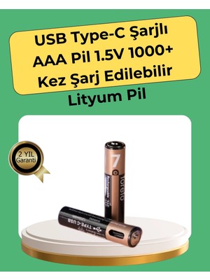 Alvo Store Aaa Boyutunda USB Şarjlı Pil – Kompakt Tasarım, Geniş Uyumluluk