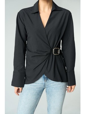 Etiler Collection Kemerli Gömlek - Siyah