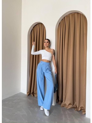 Hariqa Pile ve Cep Kapak Deyalı Salaş Pantolon - Mavi