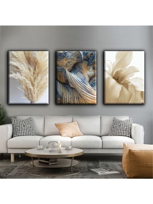 Dekoratif Tablonuz Dekoratif Şık Modern Hd Dijital Baskı 3'lü Dikey Kanvas Tablo Kombin H42
