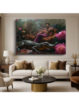 Gülsen Art Midjourney Timsahlı Oda Fantastik Dijital Resmi Kanvas Tablo Duvar Tablosu Dekoratif Ressam Tablosu